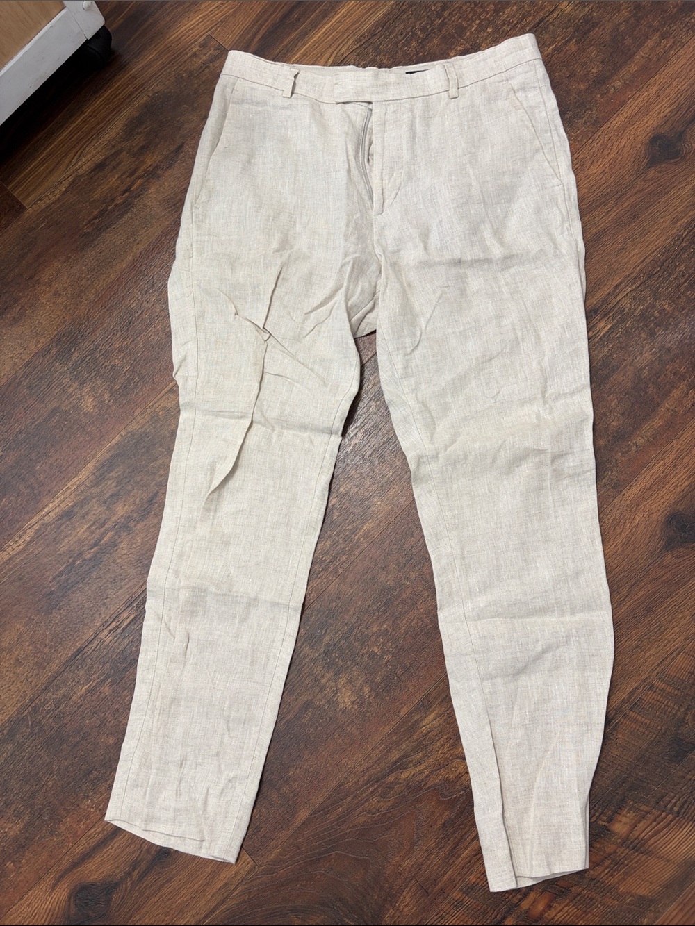 H&M Light Beige Linen Blend 100% Linen Trousers 33 R